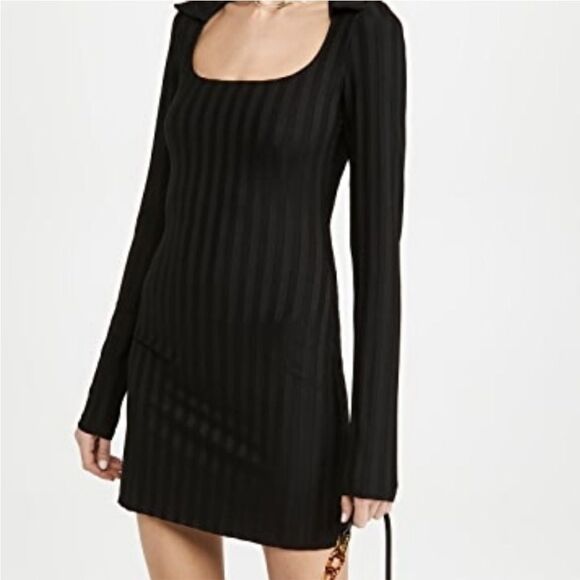 Reformation Vittoria Scoop Neck Ribbed Mini Dress Black  XL NEW $128 - Picture 9 of 9